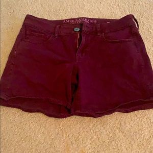 Color wash jean shorts
